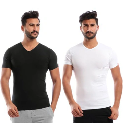 قطونيل فانيلات داخلية نص كم 7 رجالي قطن - 2 قطعة