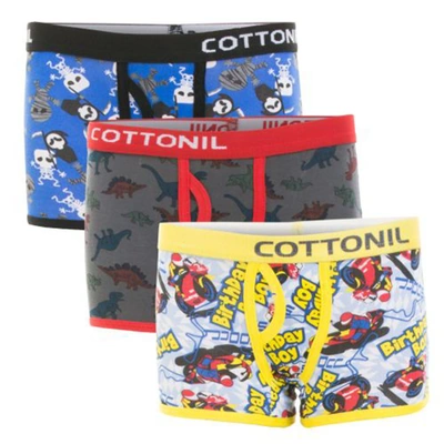 قطونيل بوكسر أولادي منقوش - 3 قطع