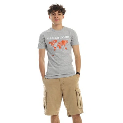 الميسيري تيشيرت قطن رجالي مطبوع نص كم - رمادي