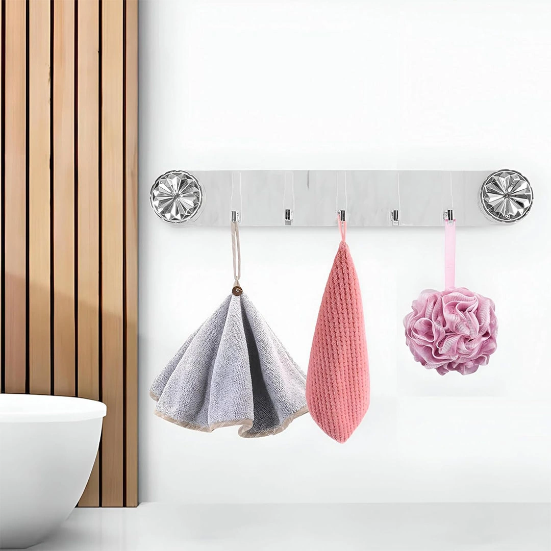 رف خطافات حائط اكريليك - 5 خطافات - شفاف