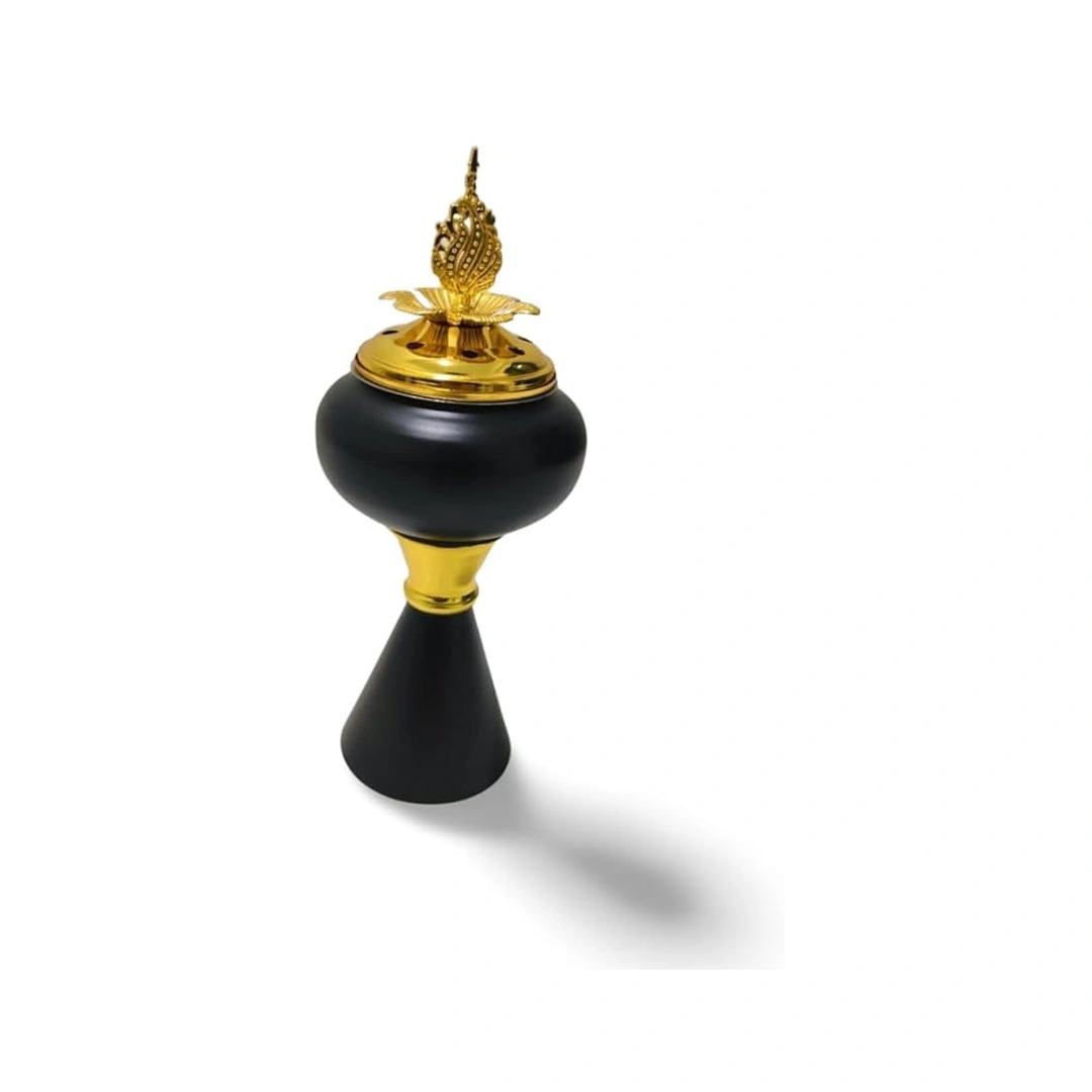 مبخرة كرة مثلث شكل رخامي - أسود/ذهبي