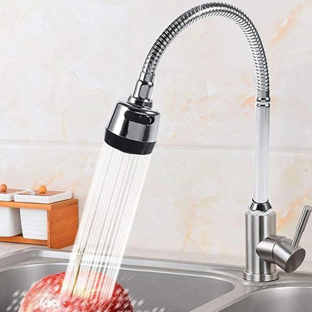 وصلة حنفية دوارة 360 درجة - فضي/اسود