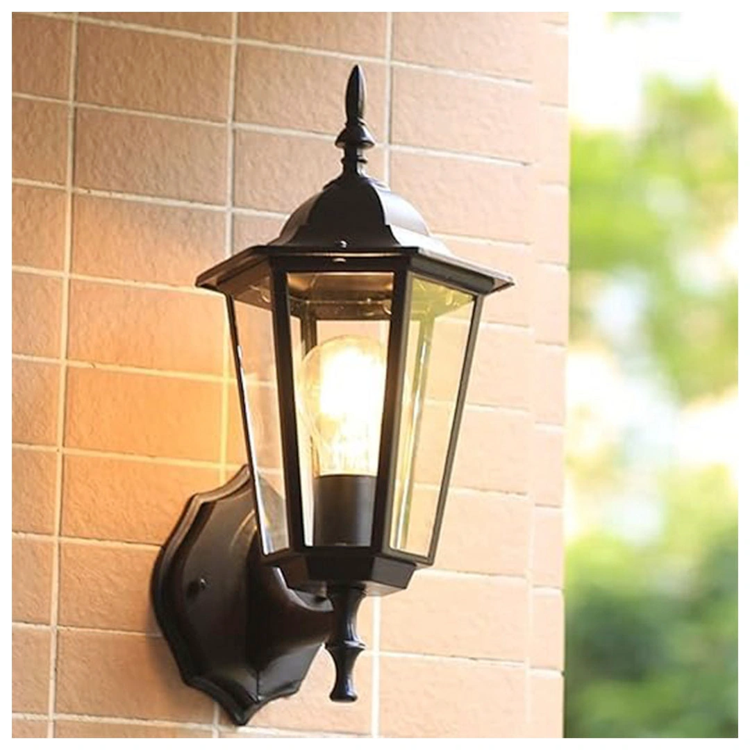 مصباح حائط زجاجي عتيق - أسود