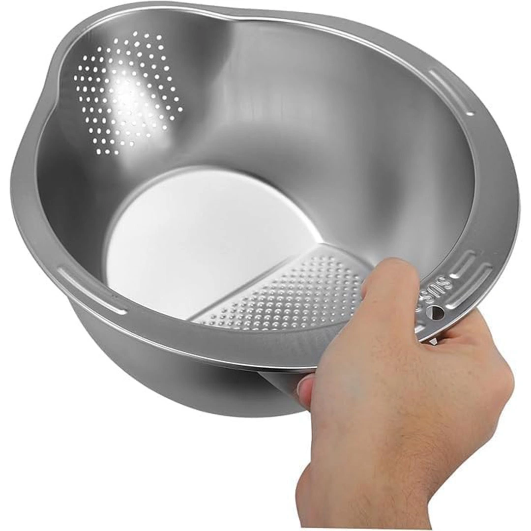 مصفاة غسيل خضروات و أرز استانلس ستيل - 27*13 سم