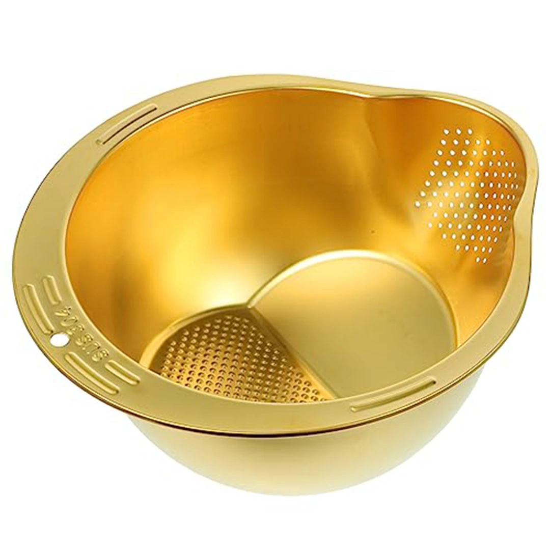 مصفاة غسيل خضروات و أرز استانلس ستيل - 27*13.5 سم