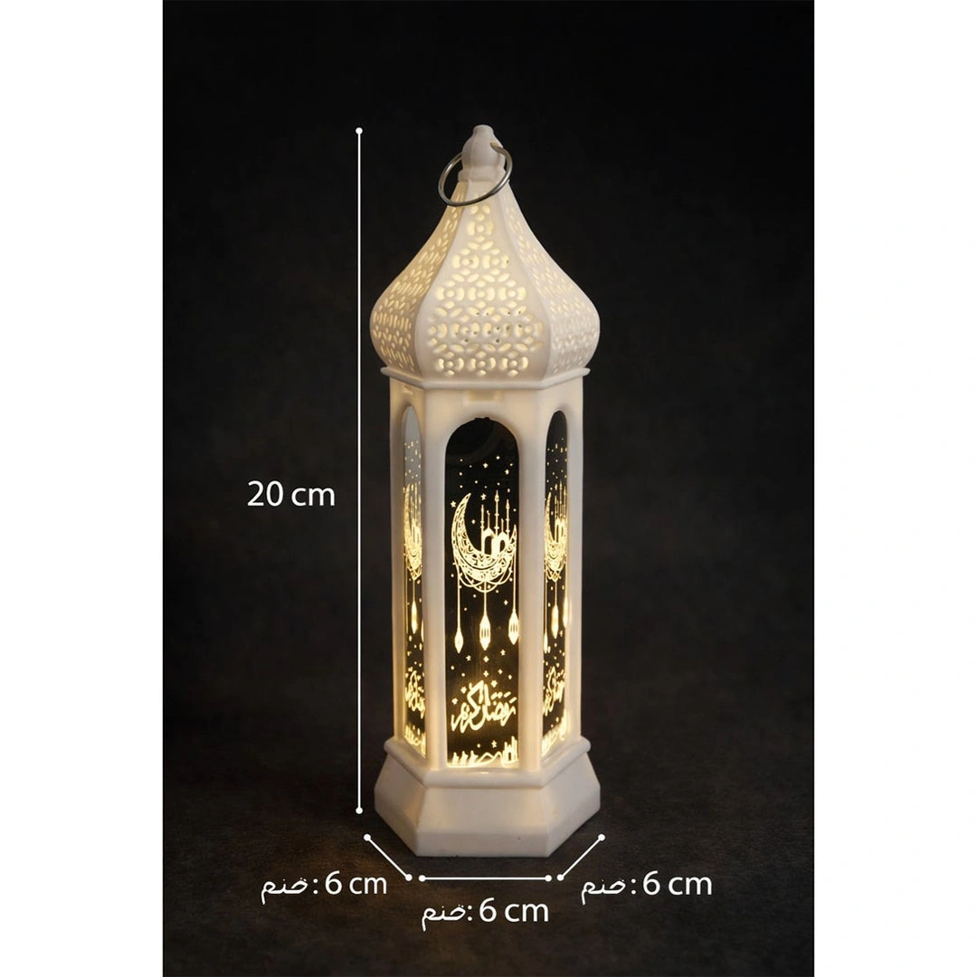 فانوس رمضان  مضيء LED  - ارتفاع 20 سم - 2 قطعة - أبيض*أسود