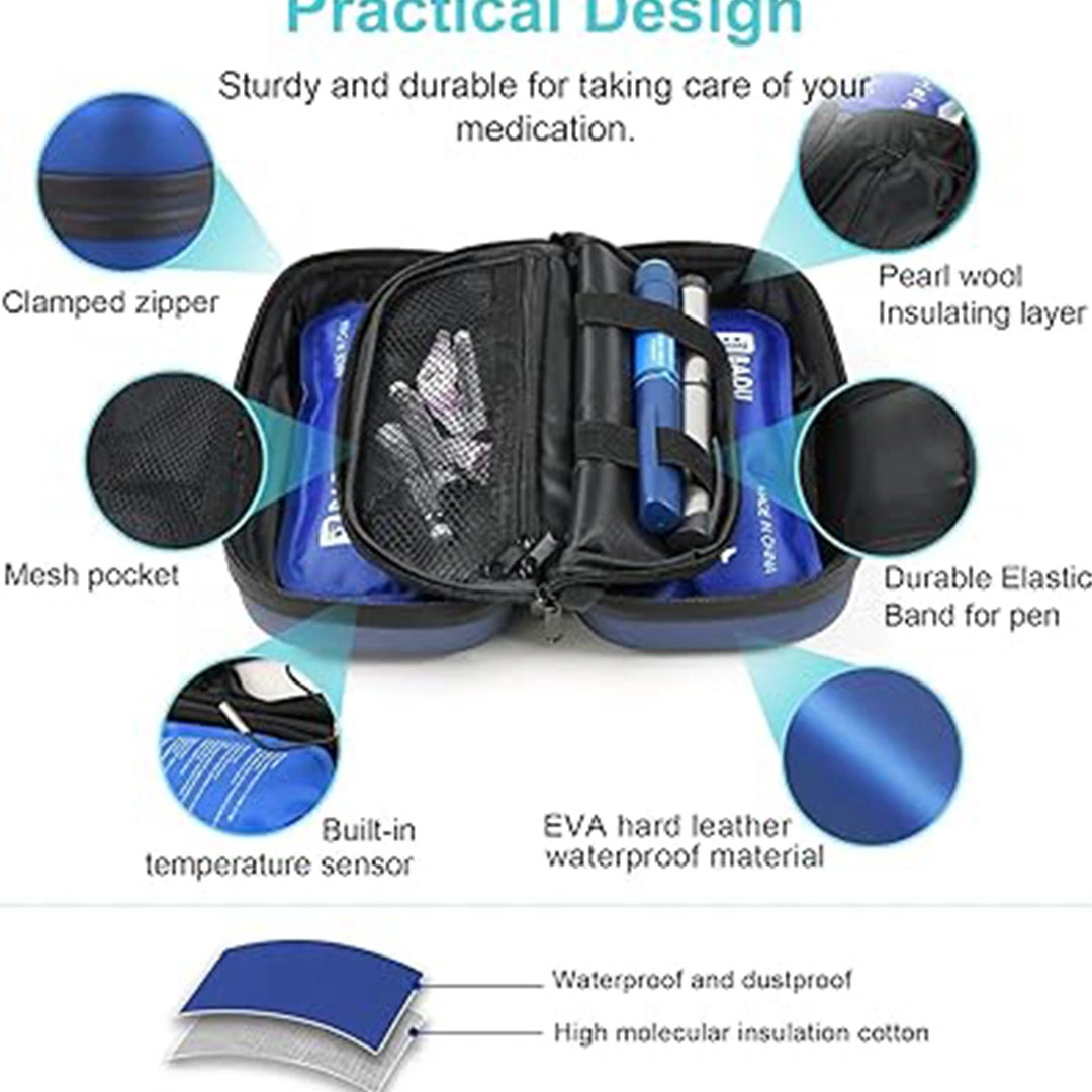 حافظة تبريد الإنسولين لـ 24 ساعة للسفر - أزرق