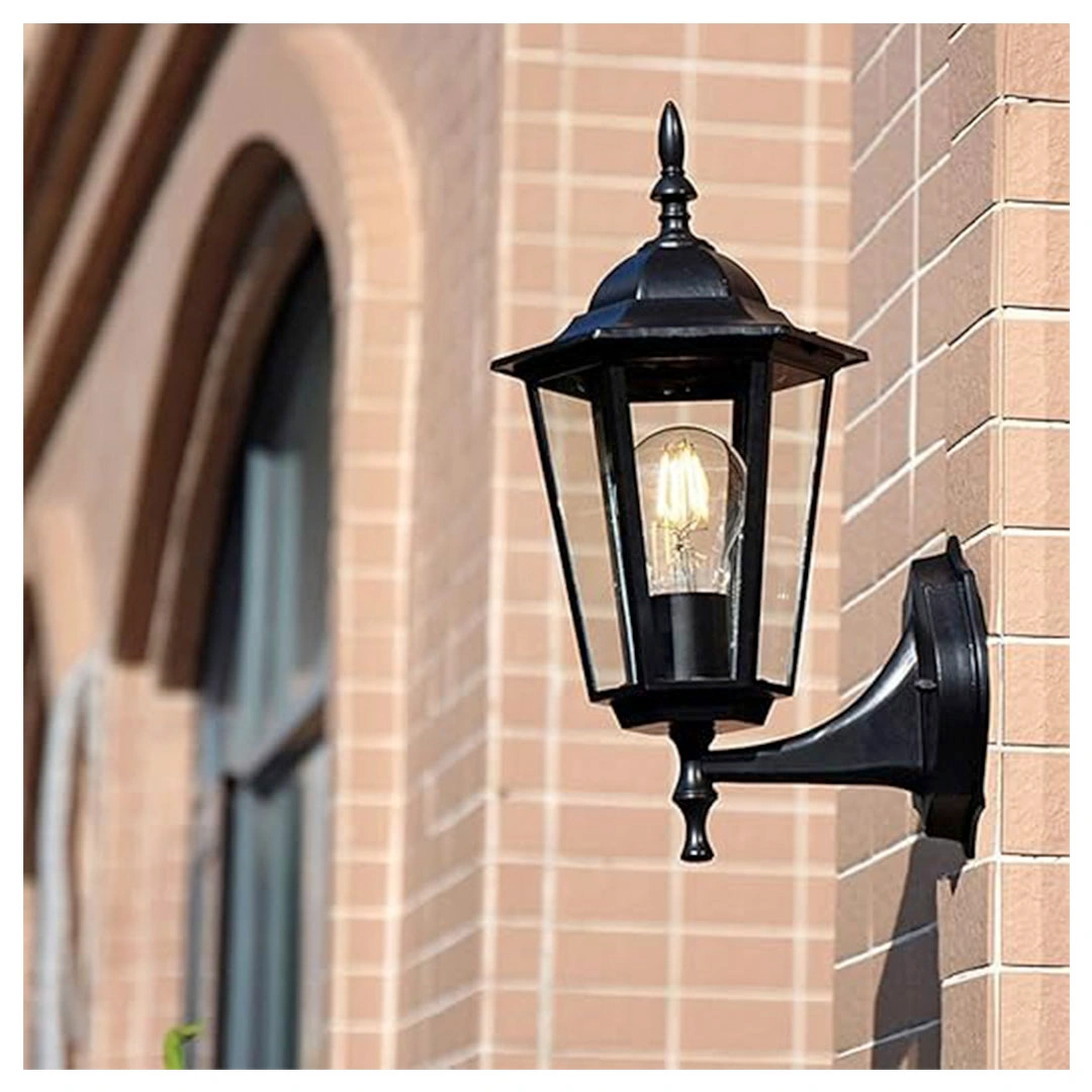 مصباح حائط زجاجي عتيق - أسود