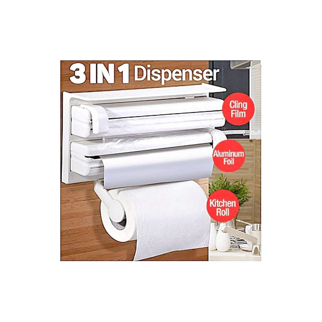 موزع ثلاثي منظم للمطبخ - 3*1 - أبيض