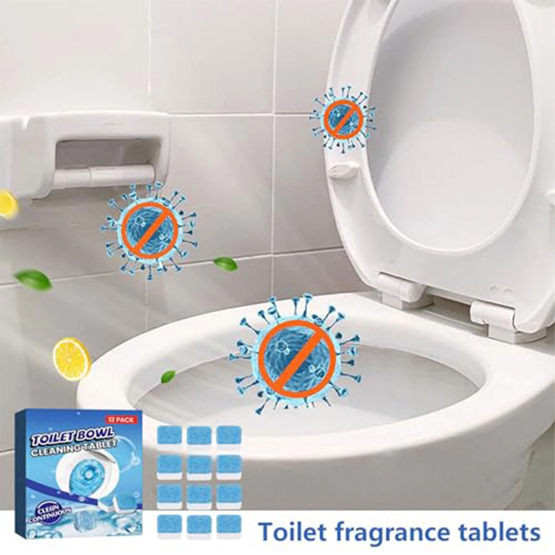 أقراص لخزان المرحاض مبيّضة ومعطرة طويلة الأمد لإزالة الروائح والترسبات - 12 قرص
