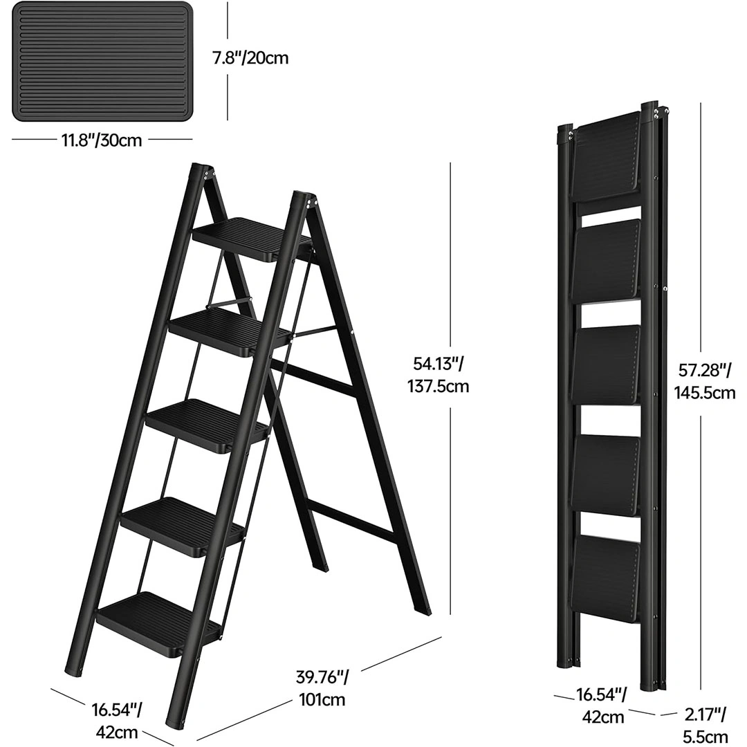سلم قابل للطي 5 درجات – اسود