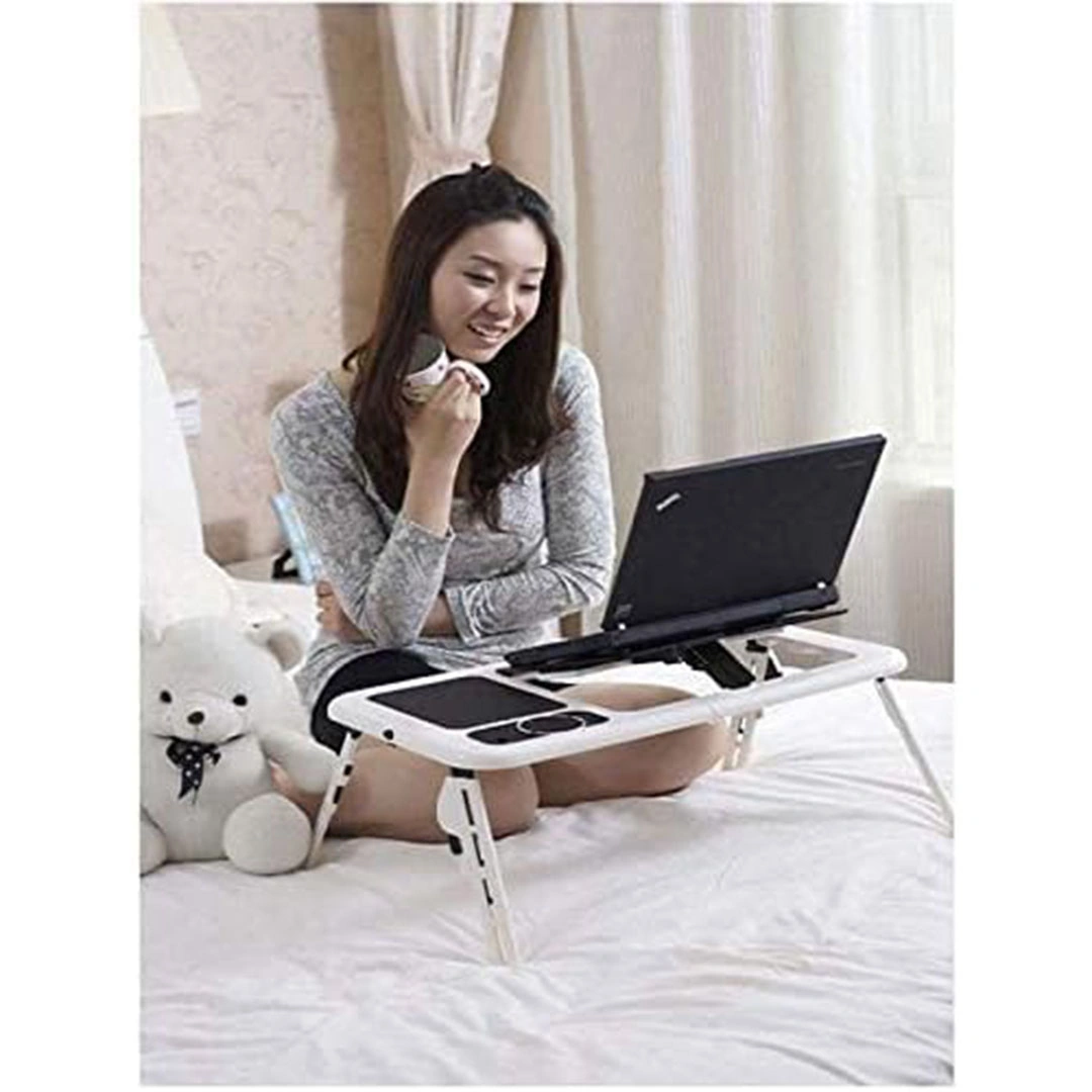 حامل لاب توب قابل للطي - 2 مروحة تبريد - USB وترابيزة قابلة للتعديل