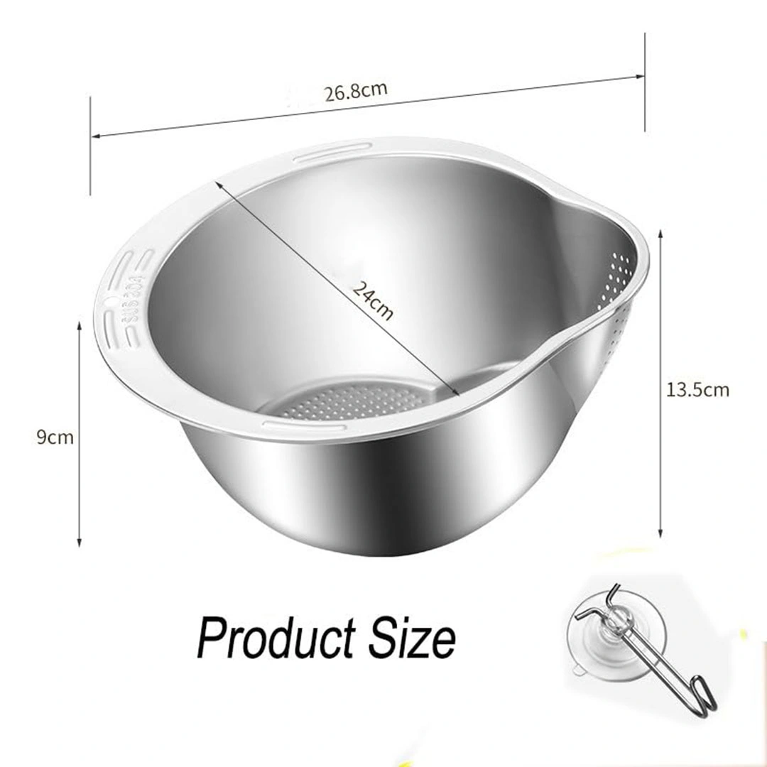 مصفاة غسيل خضروات و أرز استانلس ستيل - 27*13 سم