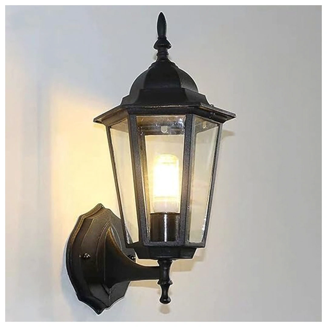 مصباح حائط زجاجي عتيق - أسود