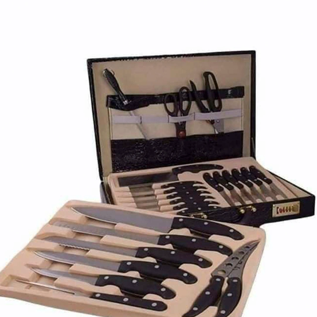 شنطة سكاكين مع حقيبة - 25 قطعة - أسود