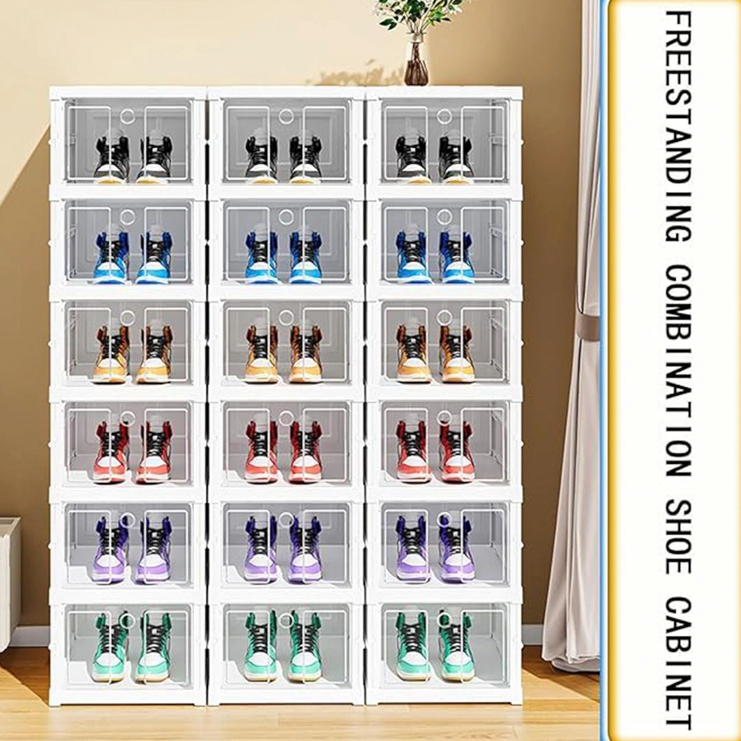 منظم أحذية قابل للطي - 6 قطع - أبيض