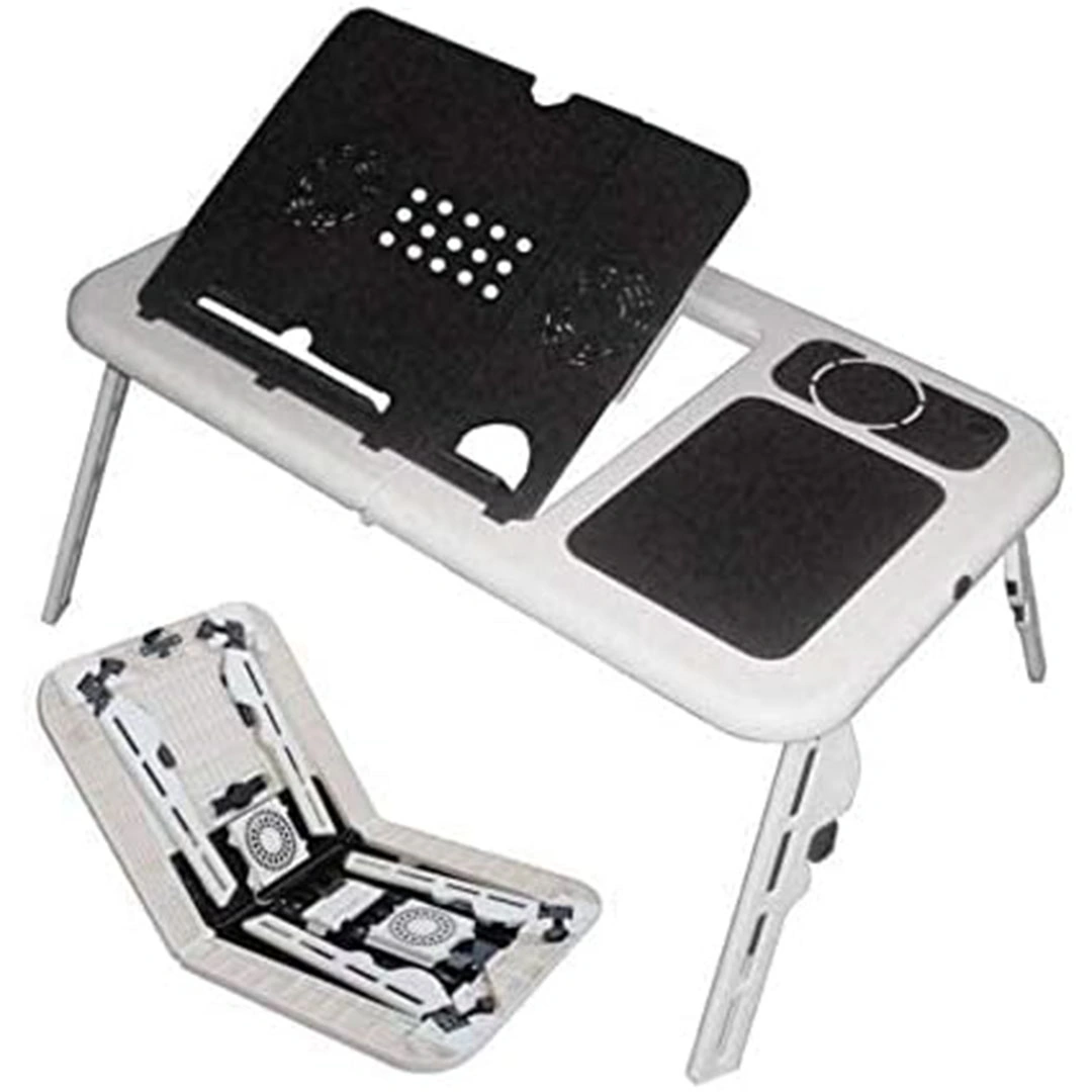 حامل لاب توب قابل للطي - 2 مروحة تبريد - USB وترابيزة قابلة للتعديل