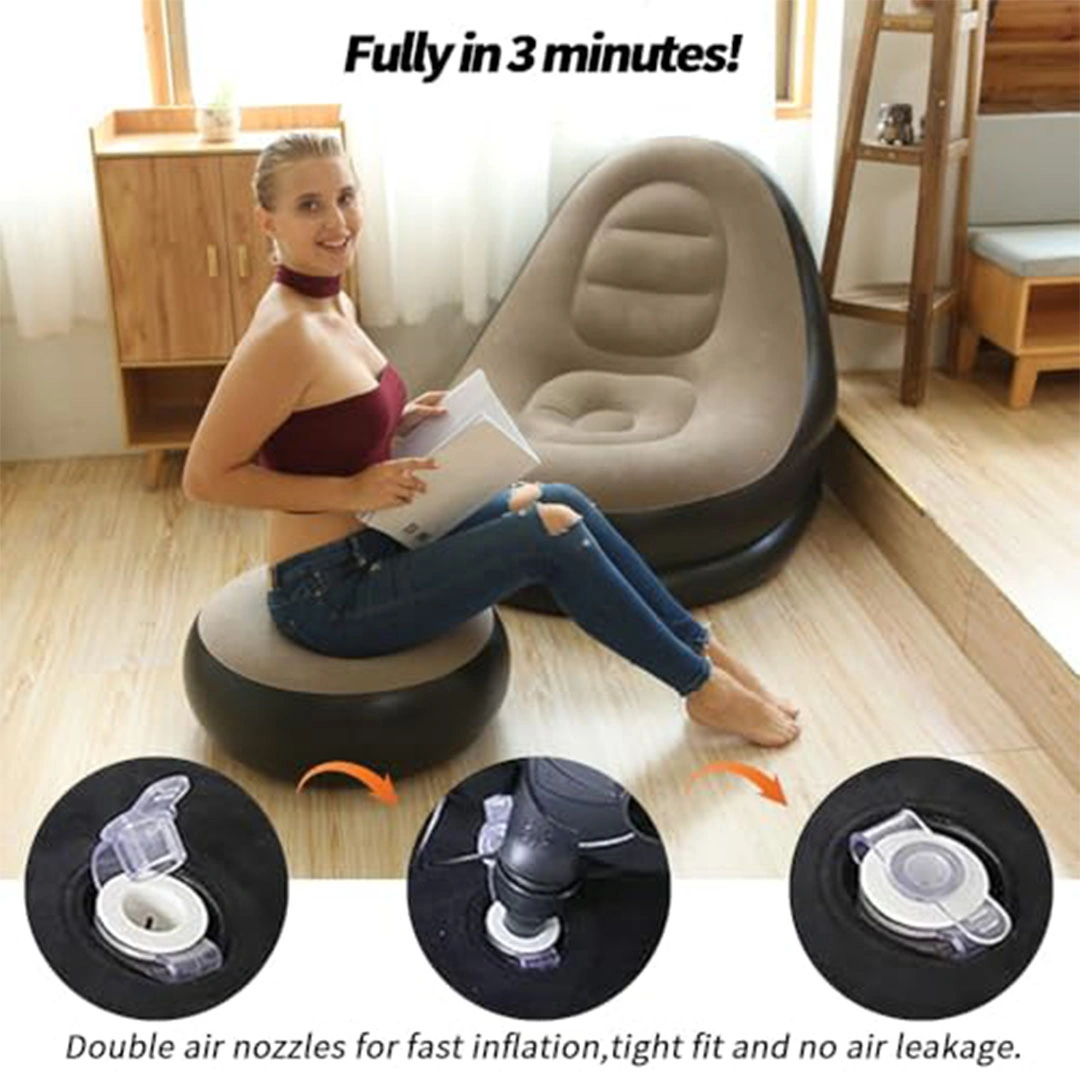 كنبة قابلة للنفخ مع مسند قدم مع مضخة هواء