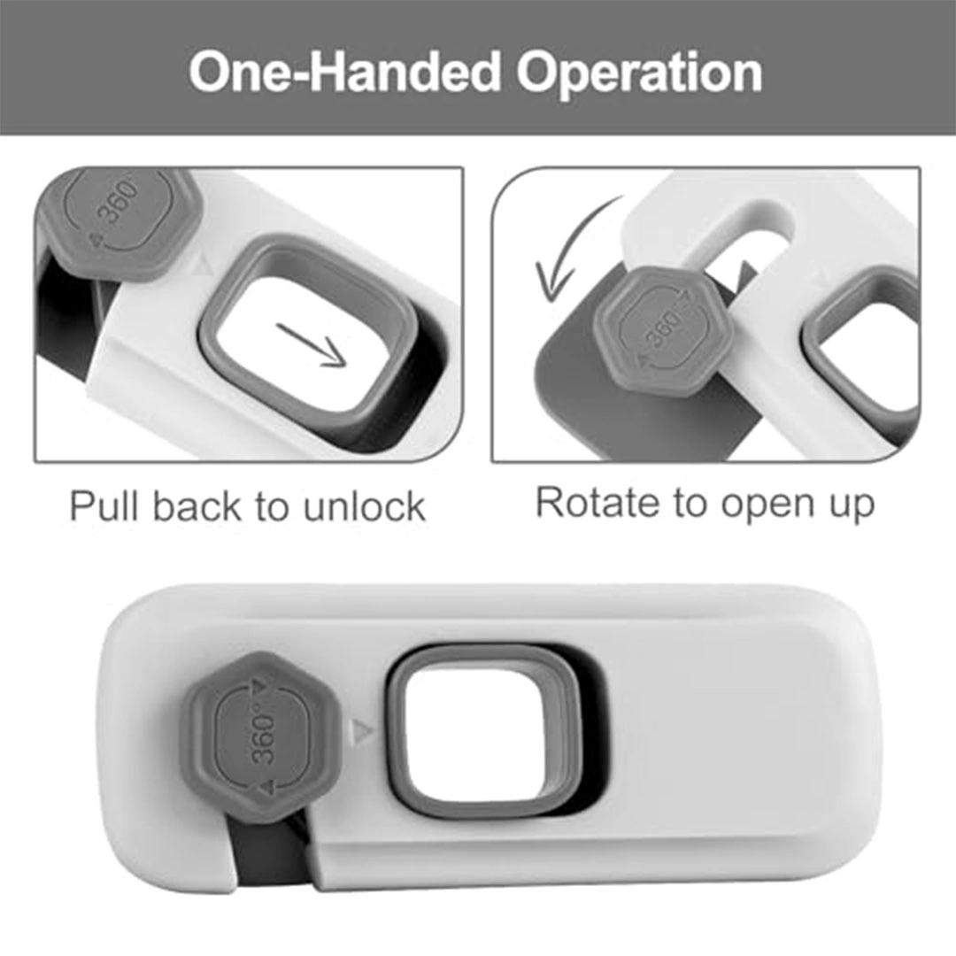 أقفال أمان للأطفال للثلاجة والخزائن - 5 قطع - رمادي