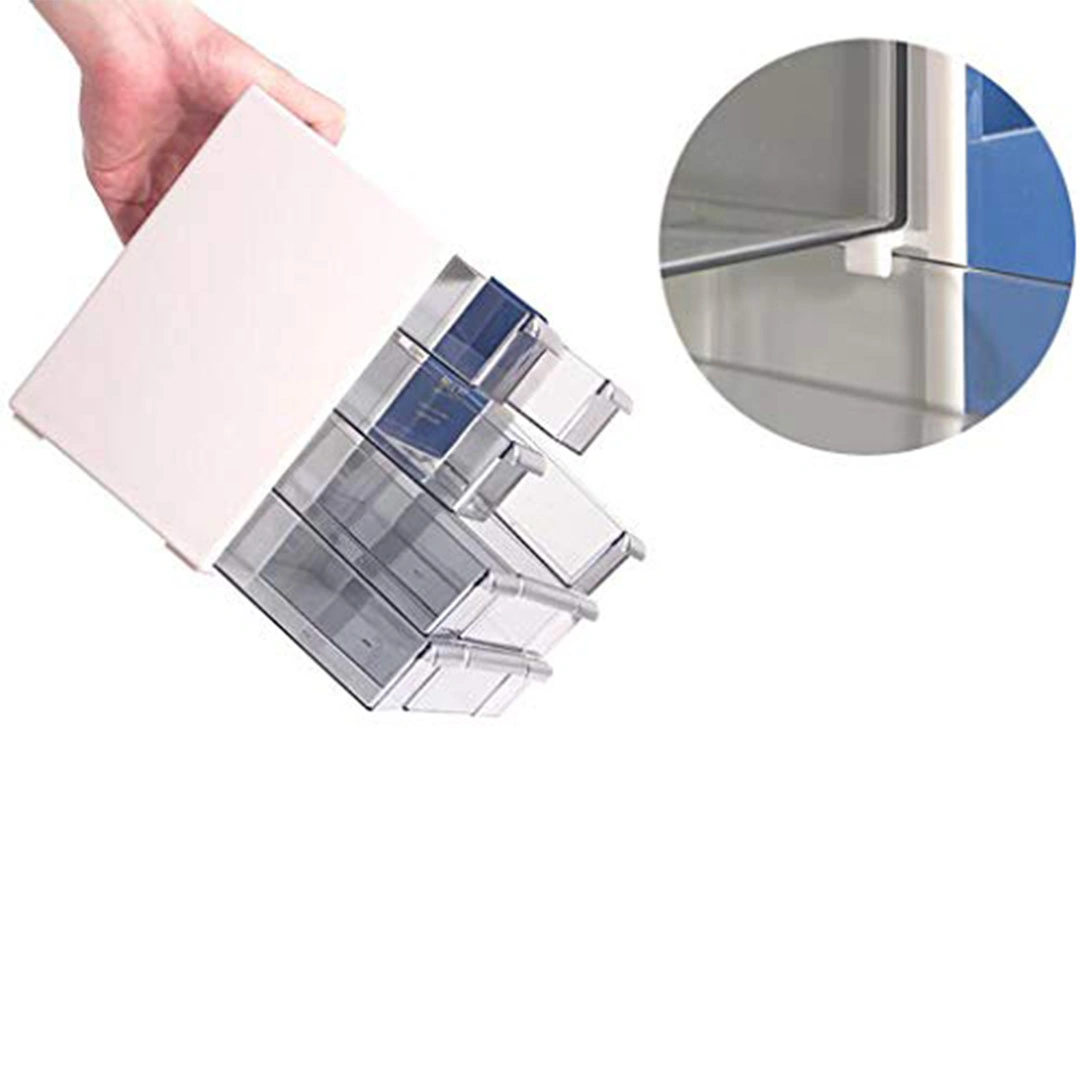 منظم مكتب كبير شفاف بالأدراج - وردي