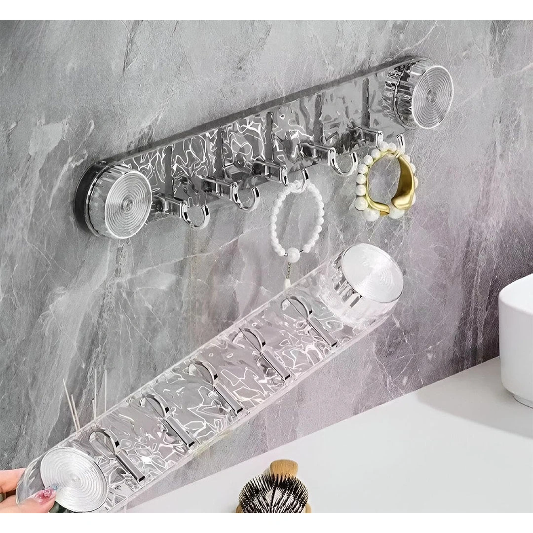 رف خطافات حائط اكريليك - 5 خطافات - شفاف