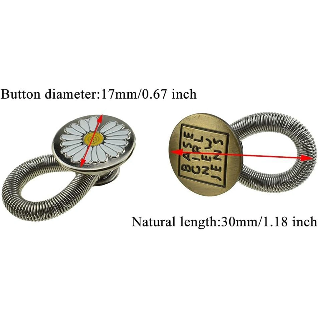 أزرار موسعة لحزام الخصر للجينز والياقات والأساور والأكمام - 6 قطع