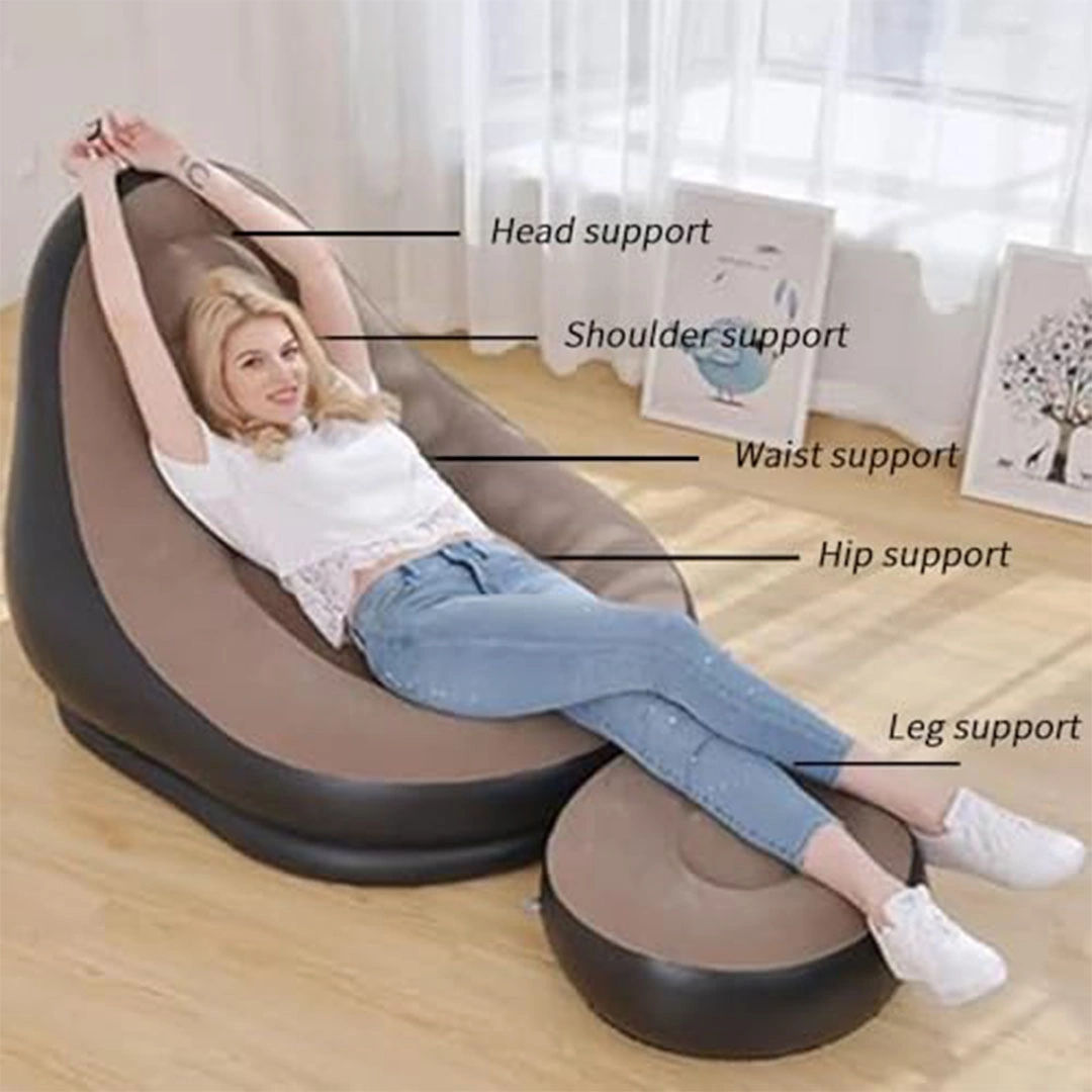 كنبة قابلة للنفخ مع مسند قدم مع مضخة هواء