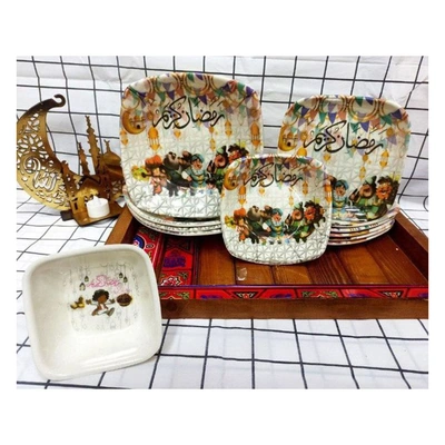 طقم عشاء ميلامين رمضان - شكل بوجي - 24ق