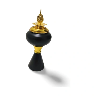 مبخرة كرة مثلث شكل رخامي - أسود/ذهبي