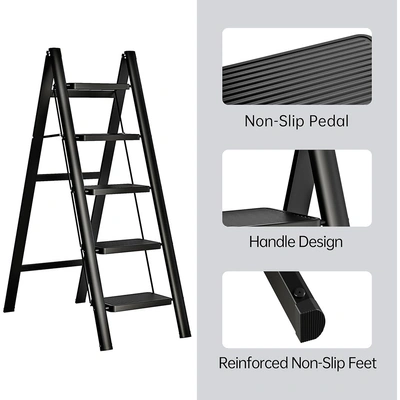 سلم قابل للطي 5 درجات – اسود