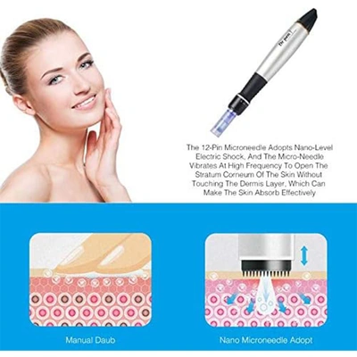 قلم وخز احترافي بالابر الدقيقة كهربائي اوتوماتيكي لعلاج البشرة A1