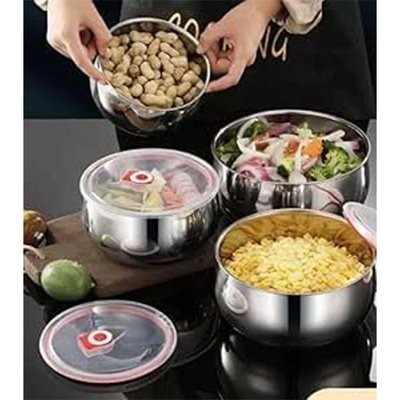 علب من الفولاذ مع غطاء بلاستيك - 3 قطع