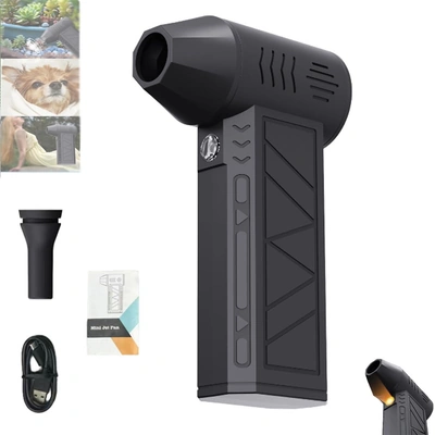 بلاور إلكتروني قوي بدون سلك بمروحة تربو بدون - بإضاءة ليد - أسود