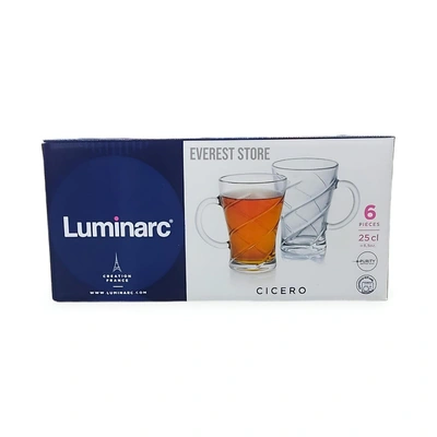 طقم اكواب للشاي والعصير 250 مل - زجاج - شفاف