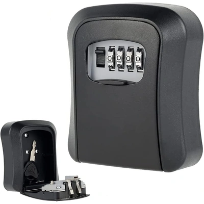 خزنة مفاتيح بقفل لتخزين المفاتيح في الهواء الطلق - أسود