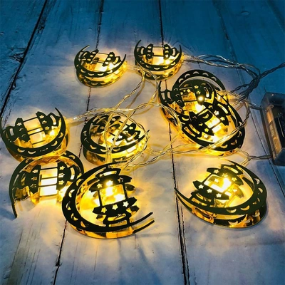 شريط اضاءة نحاسي - شكل هلال و فانوس - 3 متر