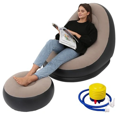 كنبة قابلة للنفخ مع مسند قدم مع مضخة هواء