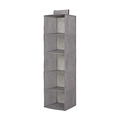 منظم خزانة ملابس - 5 ارفف - رمادي