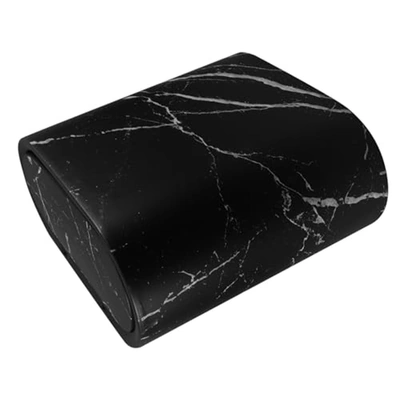 سلة مهملات بلاستيك بتصميم رخامي - أسود