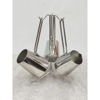 طقم كنكة قهوة تركي استانلس مع حامل - ٣ قطع