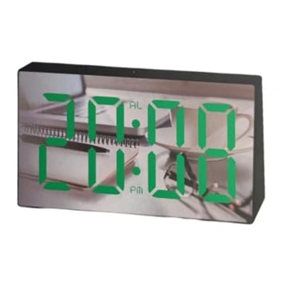 ساعة منبه رقمية بمرآة وشاشة LED