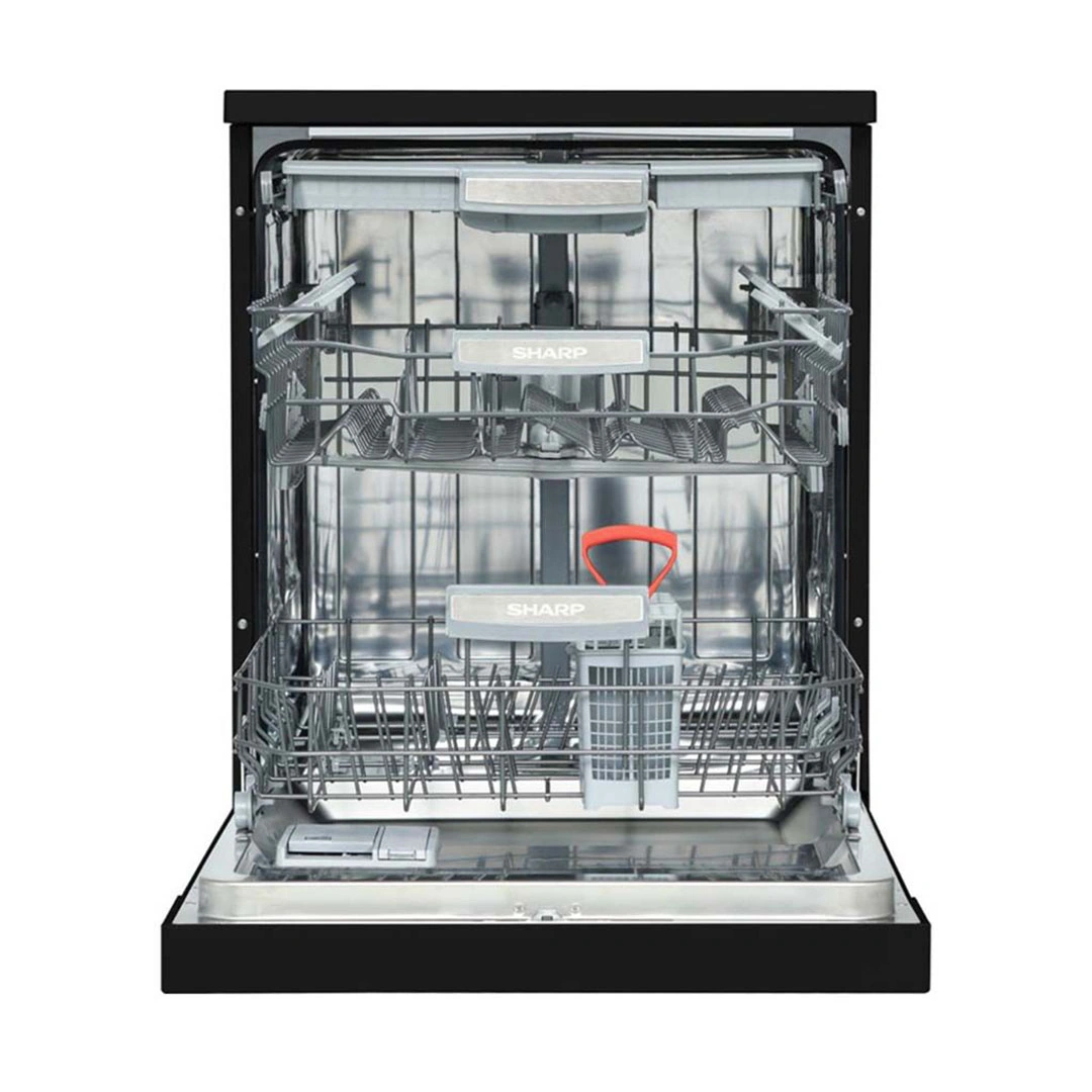 غسالة أطباق شارب - 14 فرد - 60 سم - انفرتر - شاشة ديجيتال - 10 برامج - أسود - QW-V1014M-BK2