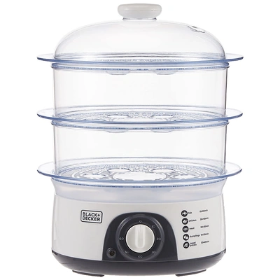 قدر بخاري بلاك & ديكر - 3 طبقات - 10 لتر - بلاستيك - HS6000-B5