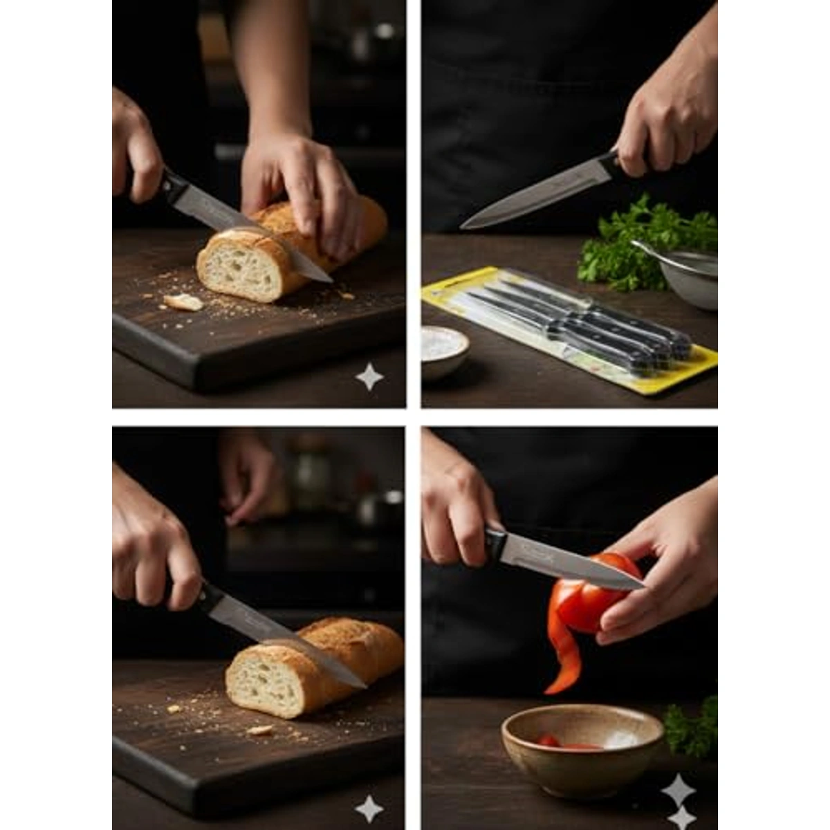 سكاكين مطبخ من الستانليس ستيل - 3 قطع - مقابض أسود