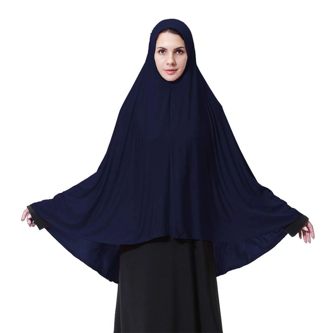 خمار حريمي شيفون ساده مع طرحه بندانة - كحلي