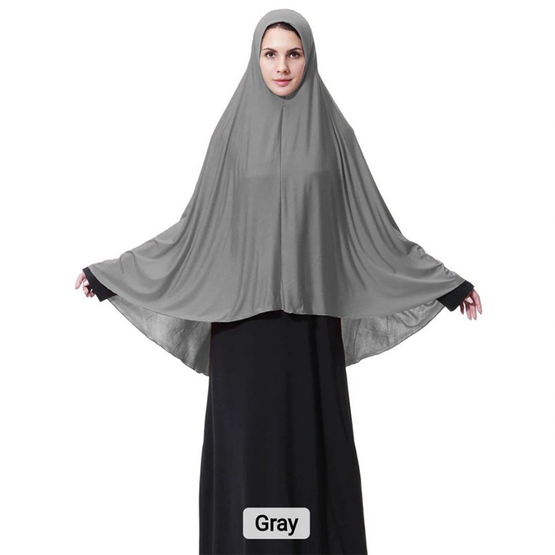 خمار حريمي شيفون ساده مع طرحه بندانة - رصاصي