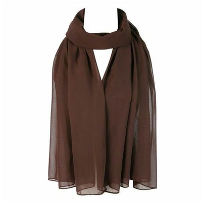 طرحة شيفون كريب سادة - بني غامق