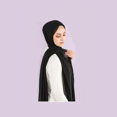 طرحة شيفون كريب سادة - أسود