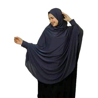 خمار حريمي قطن بكم - رصاصي غامق
