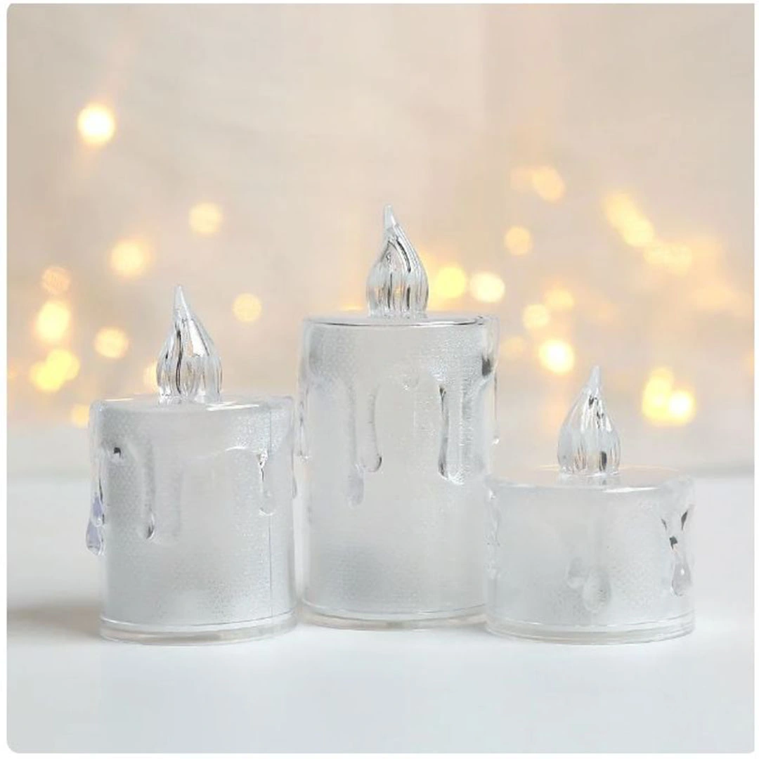 شمعة ليدعديمة اللهب تعمل بالبطارية - مجموعة من 3 قطع